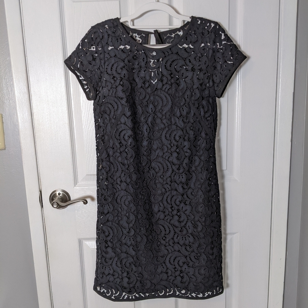 New‎ LOFT Dark Navy Lace Overlay Short Sleeve Dress from Ann Taylor Size 2